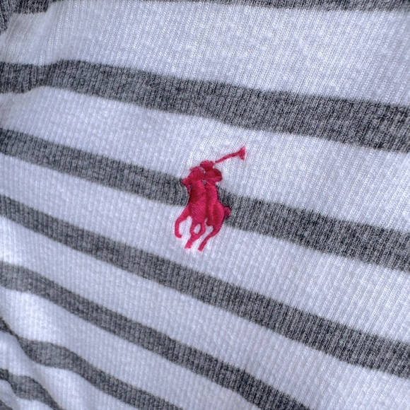Ralph Lauren cotton button up grey and white striped top size L - Picture 5 of 7